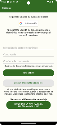 Registrar cuenta MMGuardian