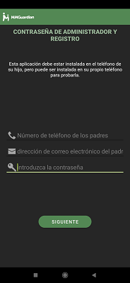 Contraseña de administrador y registro MMGuardian