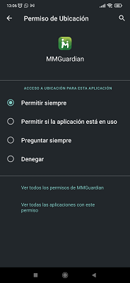 Permiso de ubicación MMGuardian