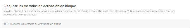 Bloquear los métodos de derivación de bloque NextDNS