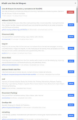 Añadir lista de bloqueo NextDNS