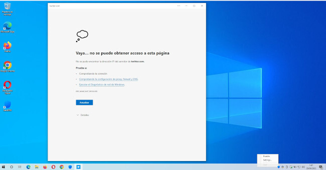 Pop-up de bloqueo NextDNS