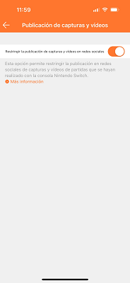 Restringir capturas y vídeos Nintendo Switch