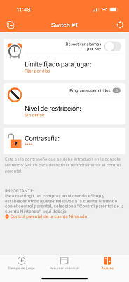 Límites del juego Nintendo Switch