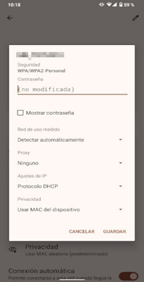 Menú de conexión Android OpenDNS FamilyShield