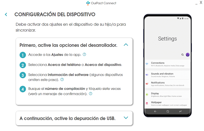 Configuración del dispositivo OurPact