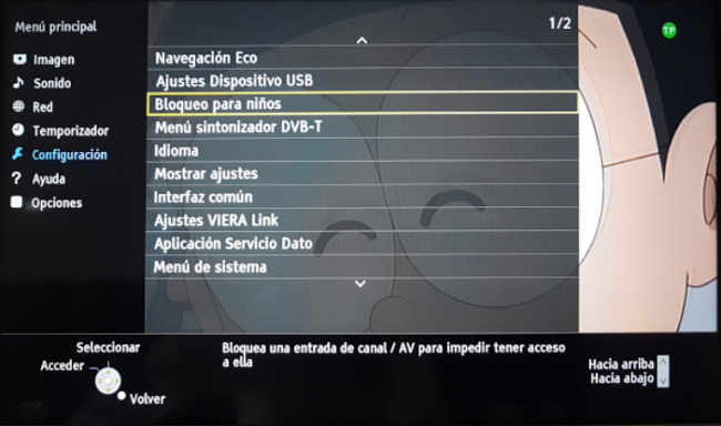 Menú principal Panasonic