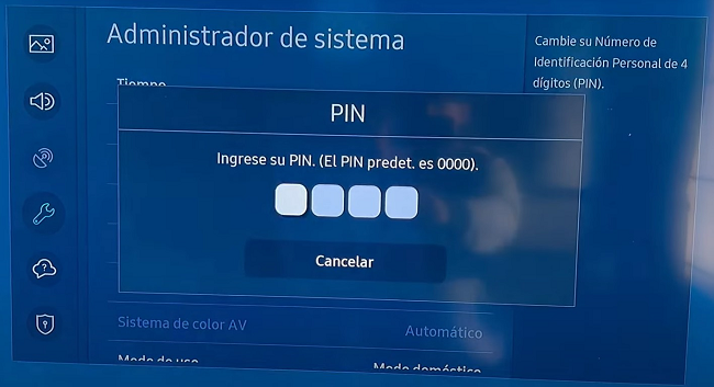 Ingresar PIN parental Samsung