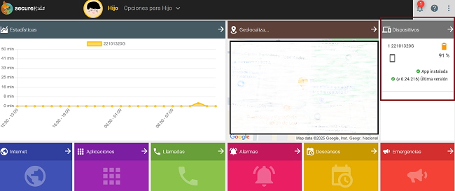 Panel de control SecureKids