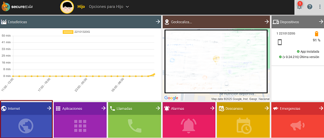 Panel de control SecureKids