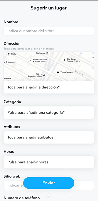Sugerir un lugar Snapchat