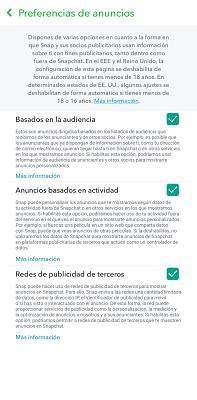Preferencias de anuncios Snapchat