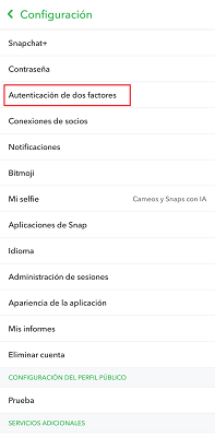 Configuración Snapchat