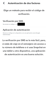Autenticación de dos factores Snapchat