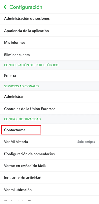 Configuración Snapchat