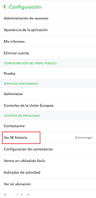 Configuración Snapchat