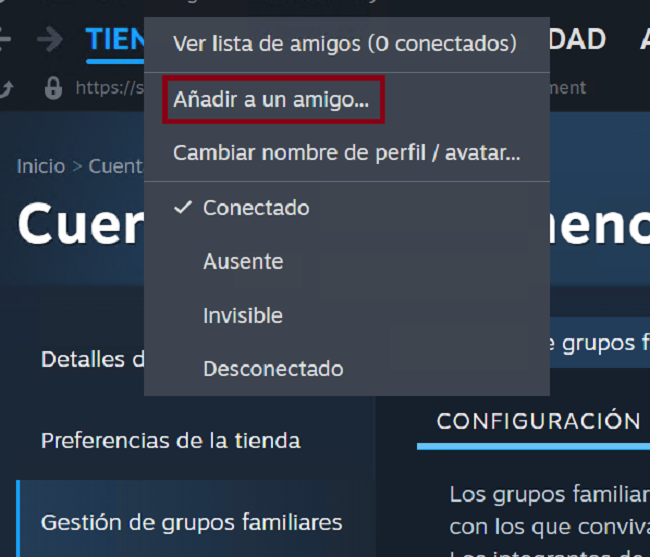 Añadir un amigo Steam