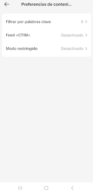 Preferencias de contenido de TikTok