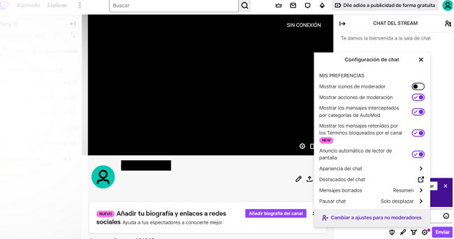 Filtrar mensajes de chat Twitch