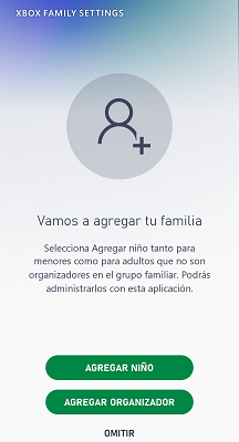 Agregar miembros de familia XBOX