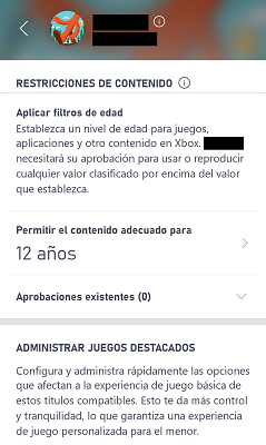 Restricciones de contenido XBOX