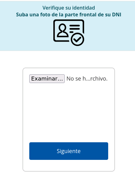 La imagen representa un paso que lo usuarios han implementado para que las víctimas suban a su web fraudulenta el Documento Nacional de Identidad, para futuros usos fraudulentos.