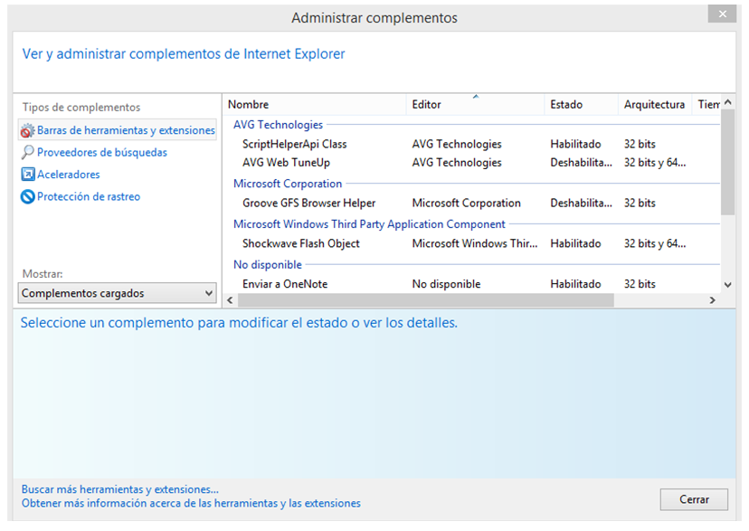 Administrar complementos