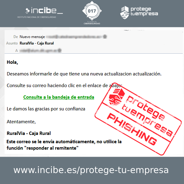 Aviso de seguridad 04/09/2020 - Campaña de phishing contra Ruralvia