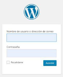 Imagen que muestra el inicio de WordPress, donde se insertará usuario y contraseña.
