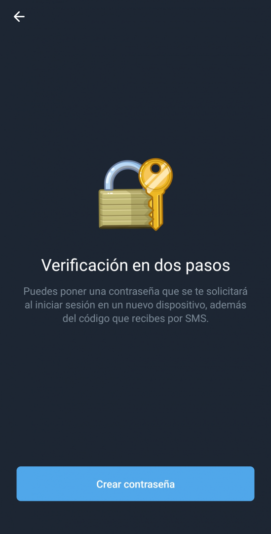 Configurar doble factor en Telegram