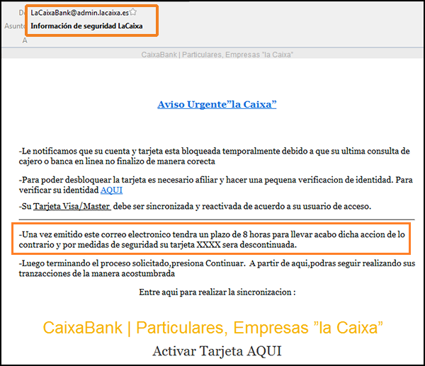 Email phishing La Caixa