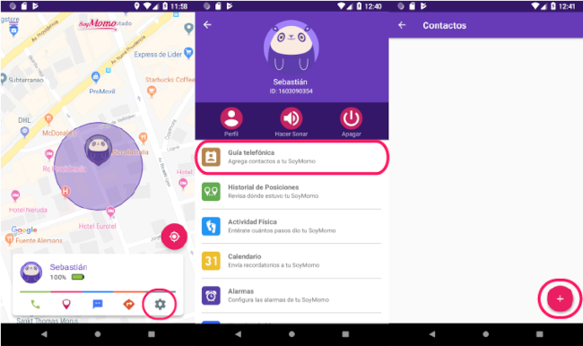 Pasos sobre gestión de contactos SoyMomo Space 4G
